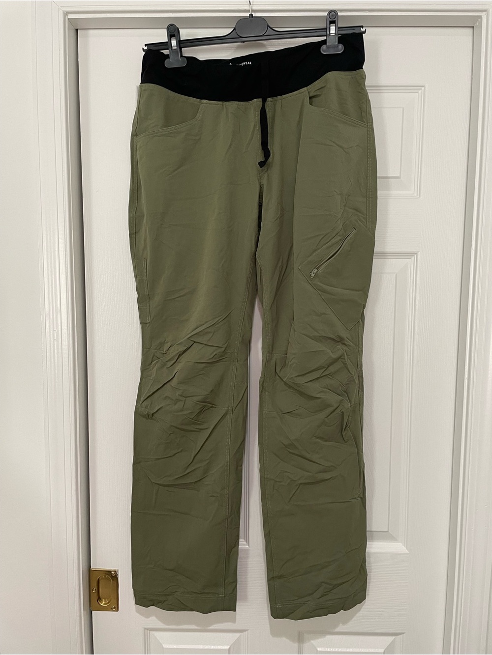 Women’s Mid-Rise Olive Green Utility Pants with Black Waistband
